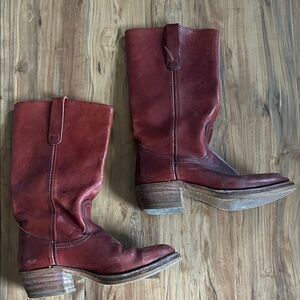 Vintage red leather boots